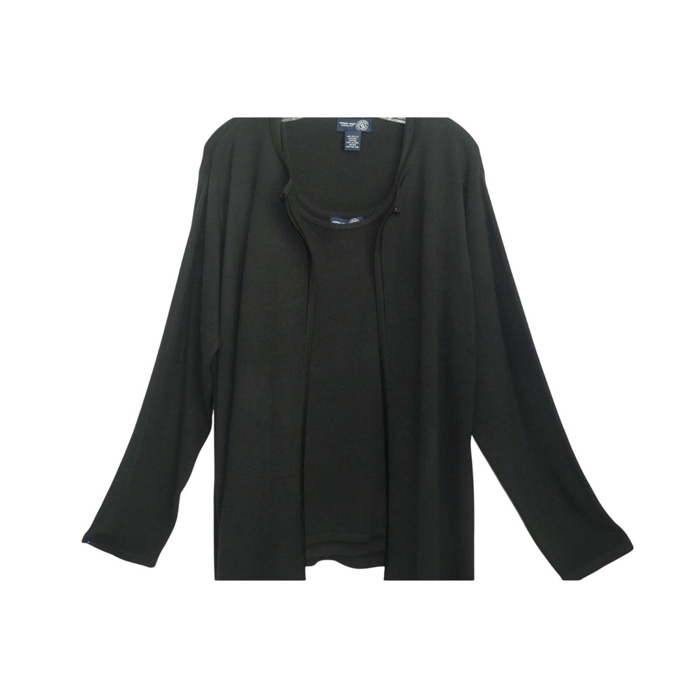 Venezia Jeans Black Sweater Set Tank and Cardigan Twin Set Plus Size 18/20 NWT